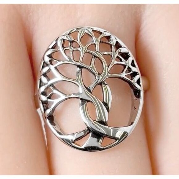 925 STERLING SILVER Tree Of Life Statement Ring - Picture 12 of 16